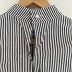 Thumbnail for Pink Tartan blouse à rayures 100% coton col montant avec volants et perles - Taille 4