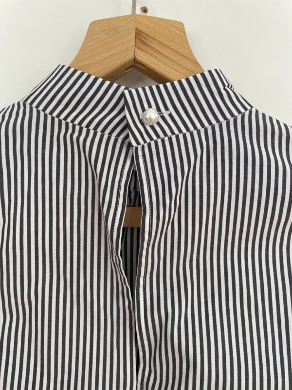 Image for Pink Tartan blouse à rayures 100% coton col montant avec volants et perles - Taille 4