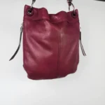 Thumbnail for Sac à main en cuir véritable couleur magenta