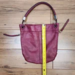 Thumbnail for Sac à main en cuir véritable couleur magenta