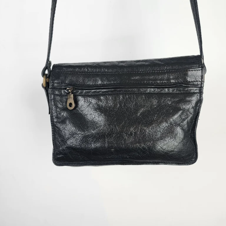 Image for Sac bandoulière ultra-pratique en cuir véritable noir