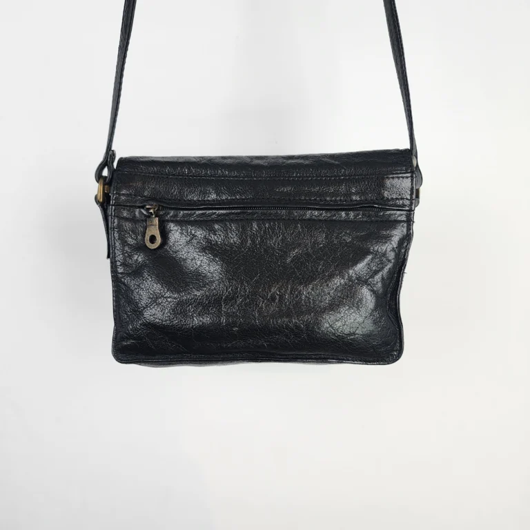 Image for Sac bandoulière ultra-pratique en cuir véritable noir