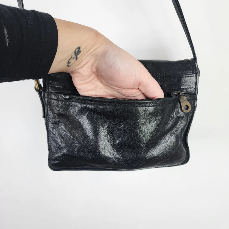 Image for Sac bandoulière ultra-pratique en cuir véritable noir