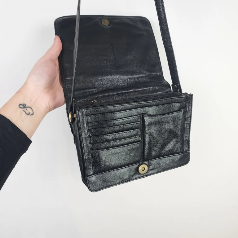 Image for Sac bandoulière ultra-pratique en cuir véritable noir