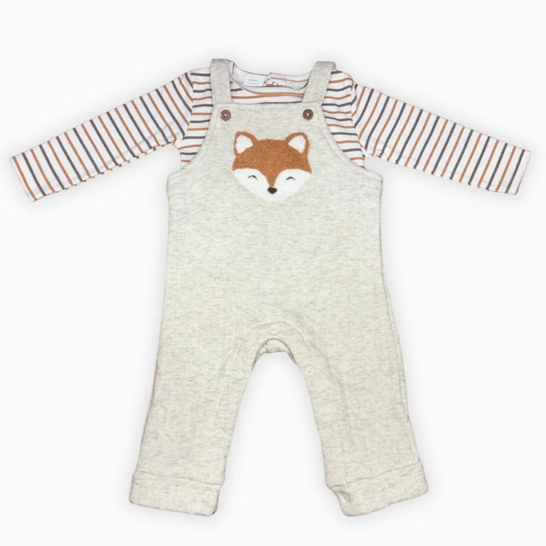 Image for Ensemble 2 pièces bébé – Salopette & cache-couches rayé