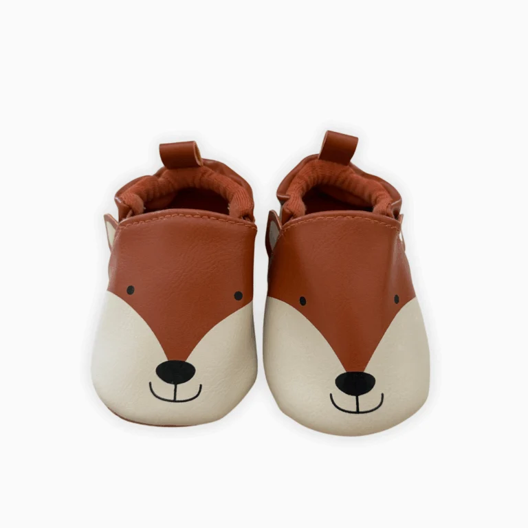 Image for Chaussons bébé renard – semelle antidérapante – env. 9 mois – Très bon état