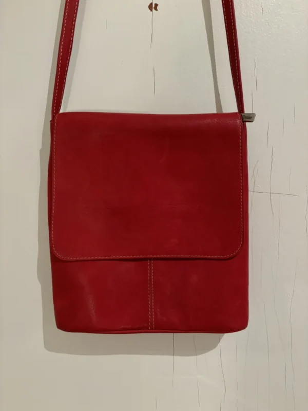 Image for Sac à bandoulière en cuir véritable rouge