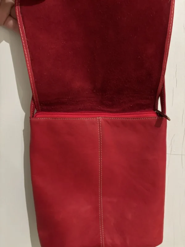 Image for Sac à bandoulière en cuir véritable rouge