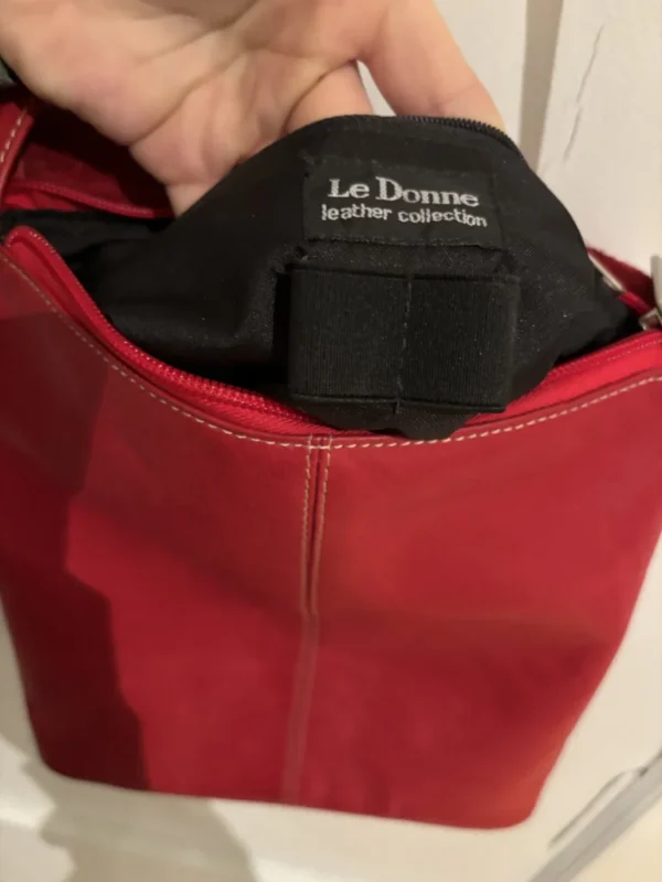 Image for Sac à bandoulière en cuir véritable rouge