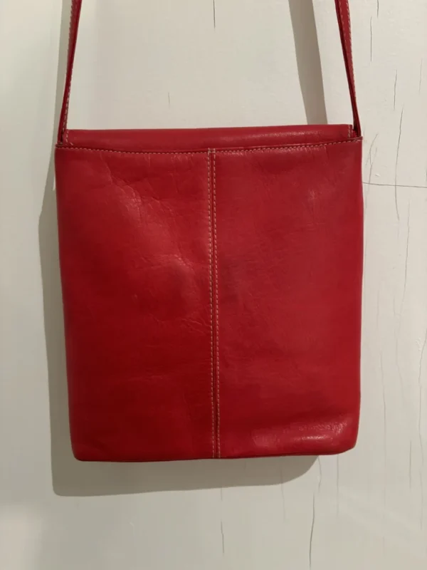 Image for Sac à bandoulière en cuir véritable rouge