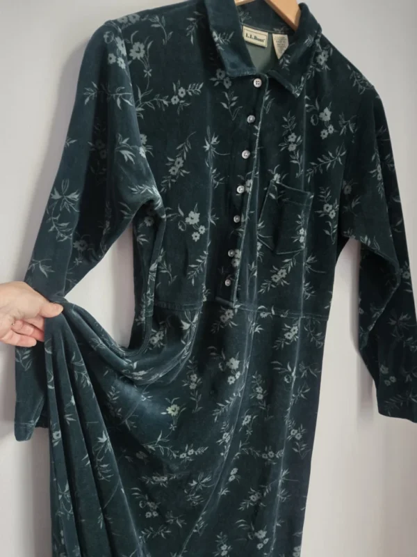 Featured image for LL Bean emerald velvet maxi dress