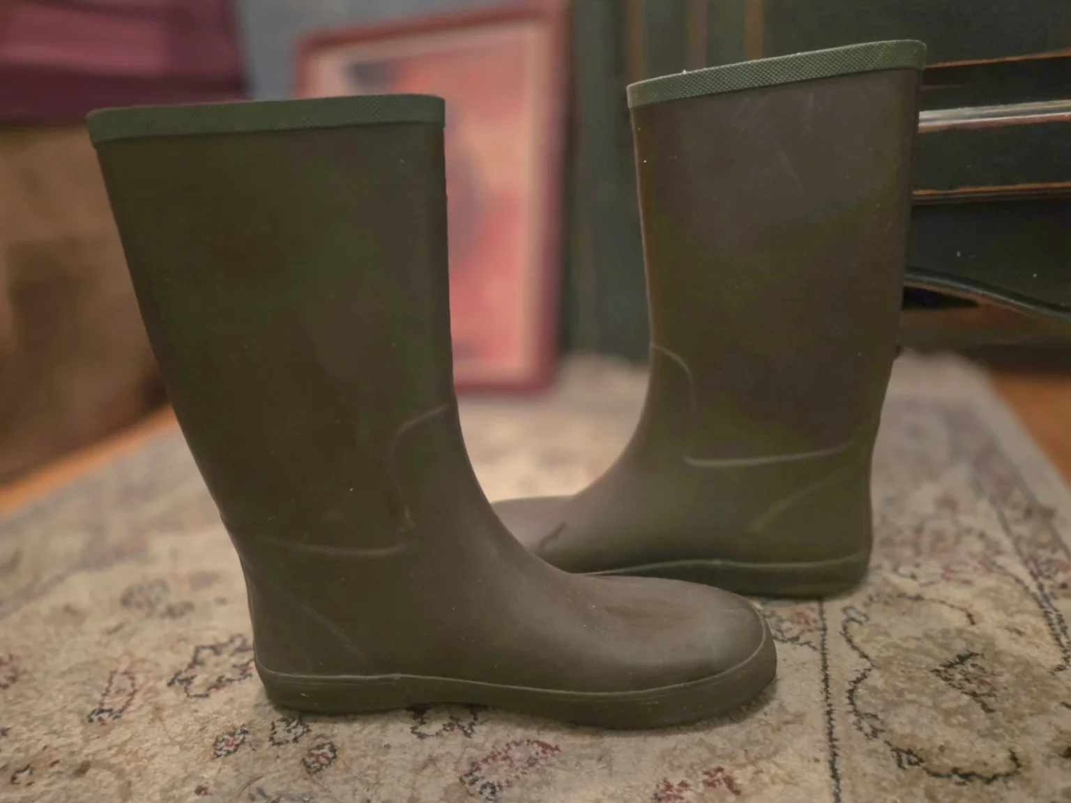 Image for AIGLE-Brown rain boots with green edging
