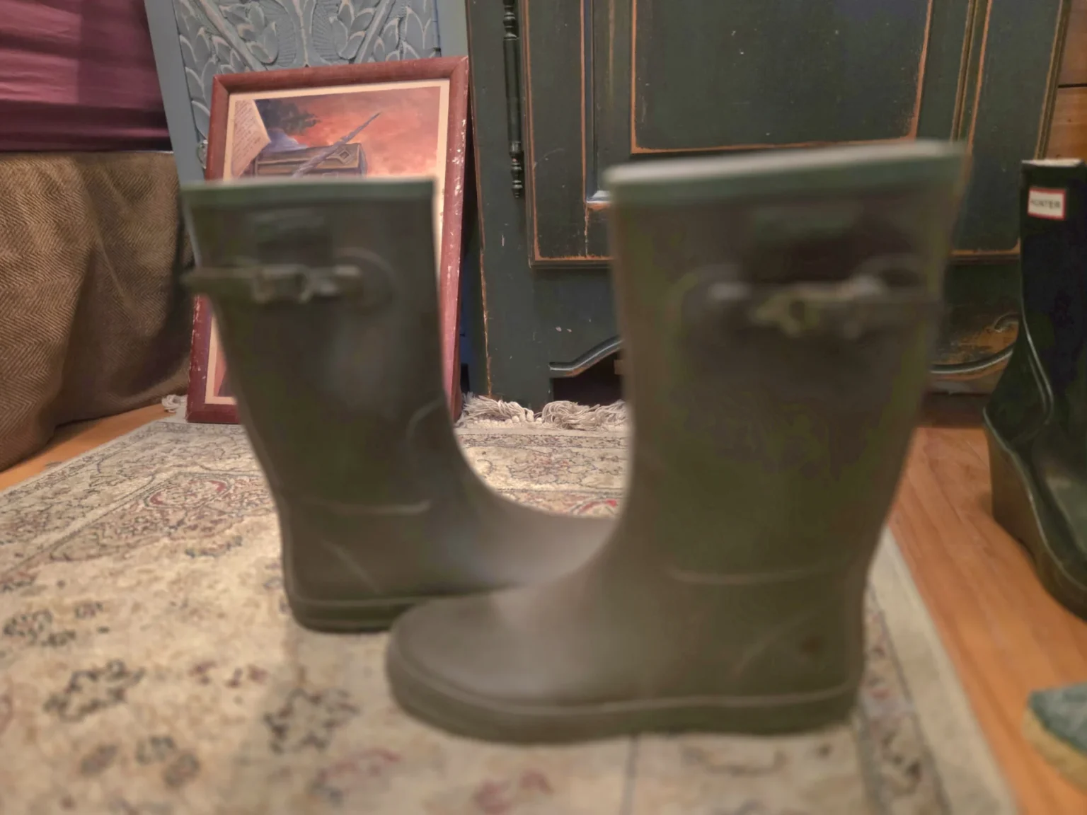 Image for AIGLE-Brown rain boots with green edging