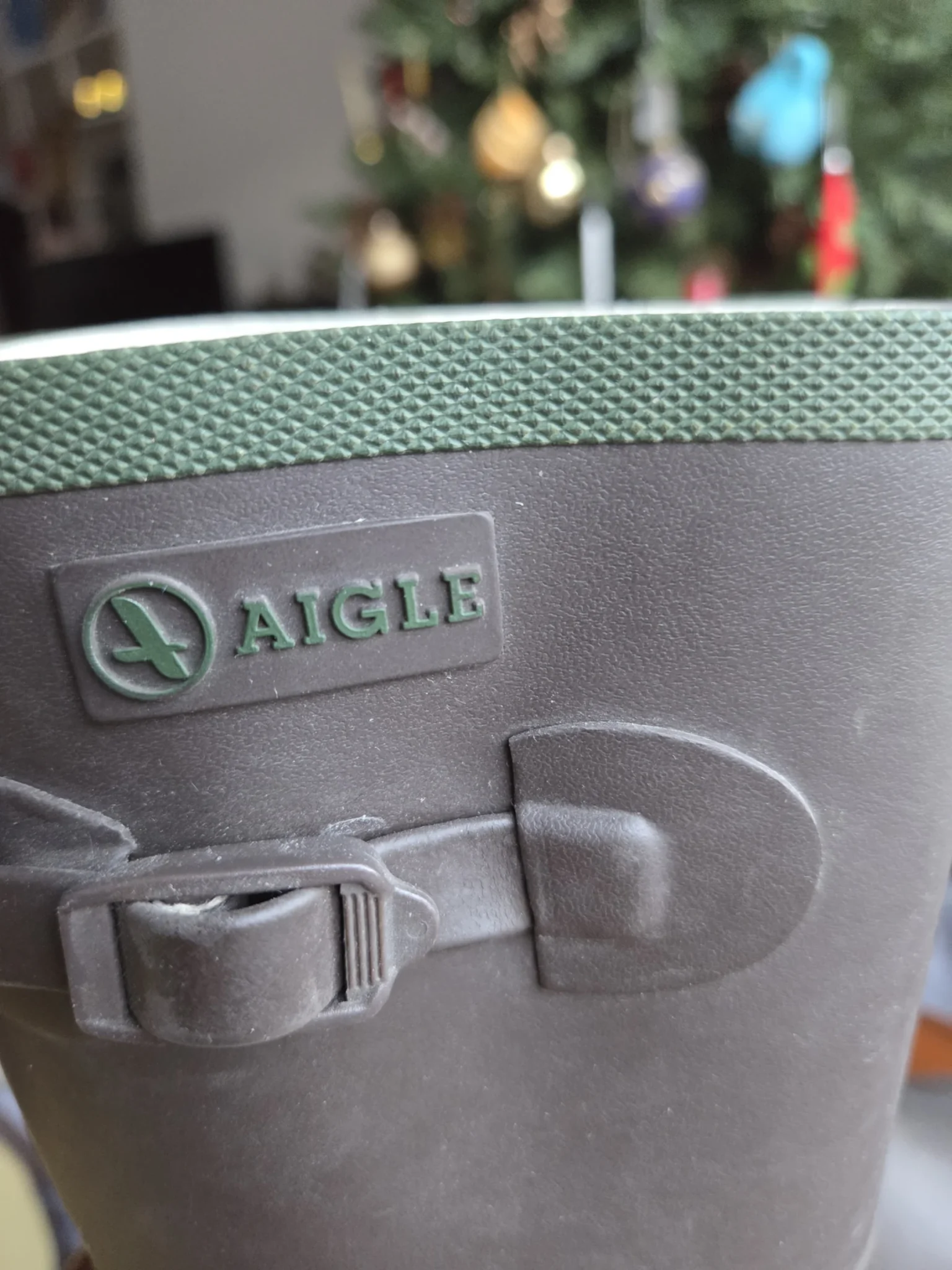 Image for AIGLE-Brown rain boots with green edging