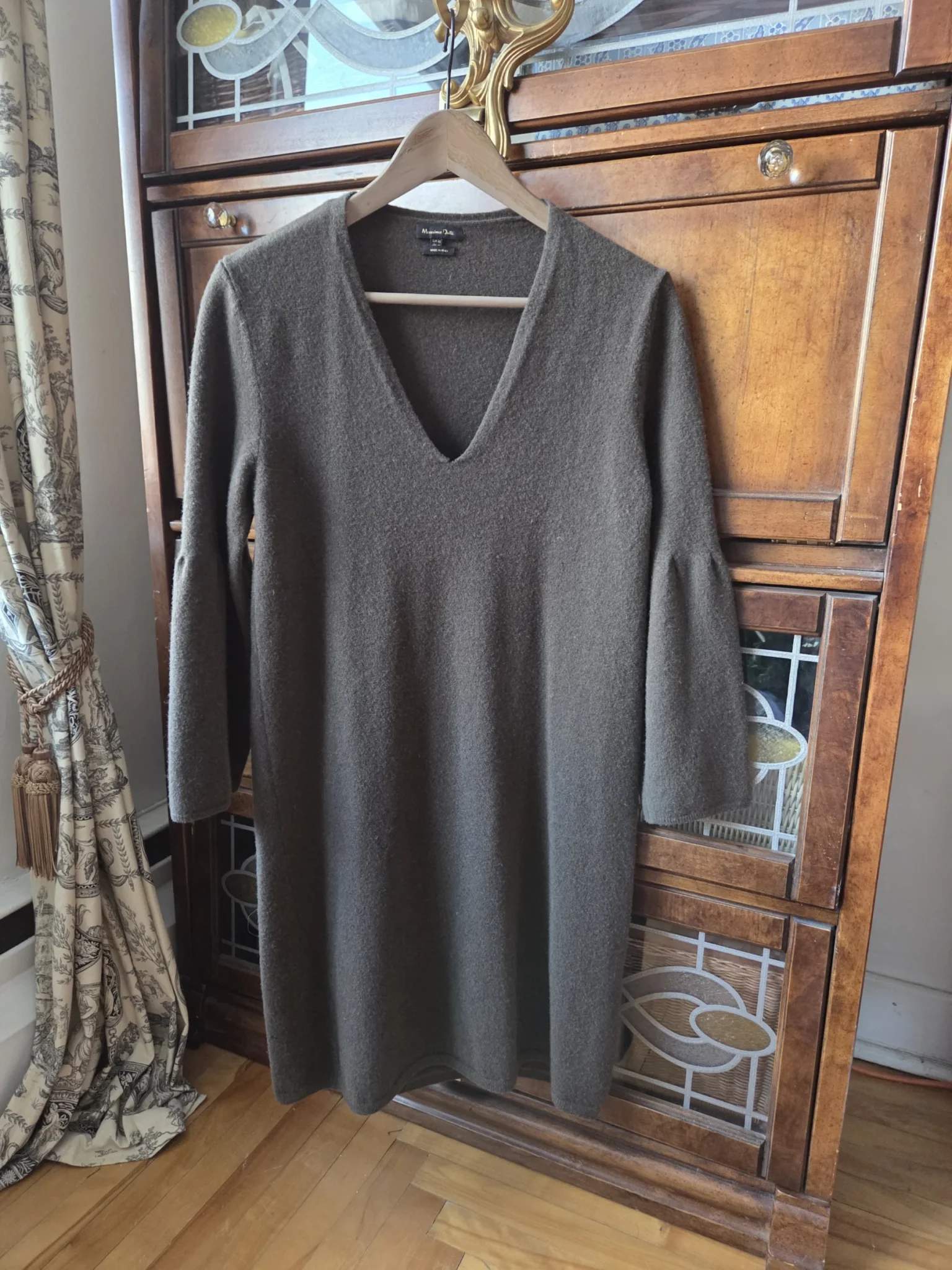 Featured image for Massimo Dutti-Elegant dress Khaki 91% wool