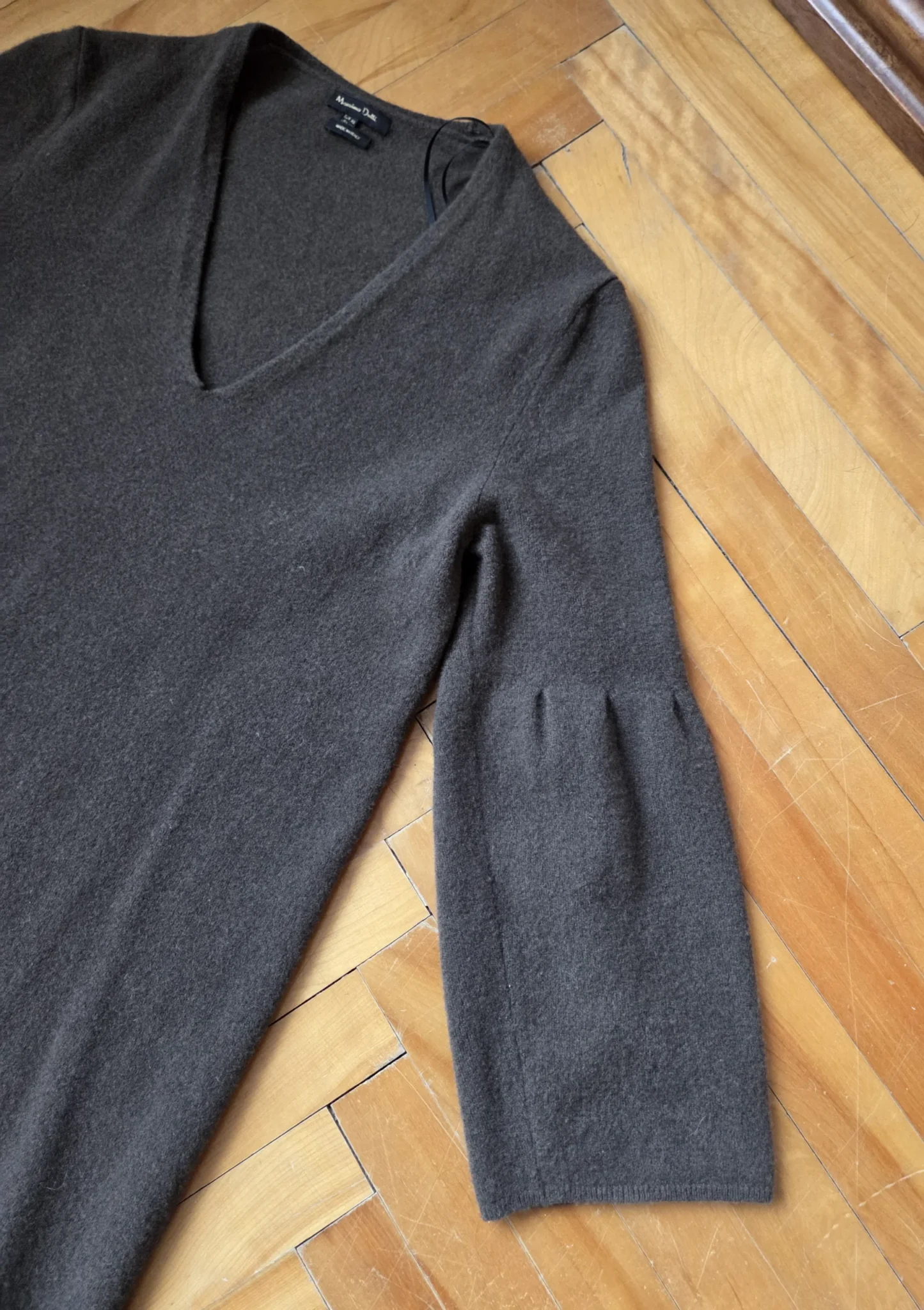 Image for Massimo Dutti-Elegant dress Khaki 91% wool