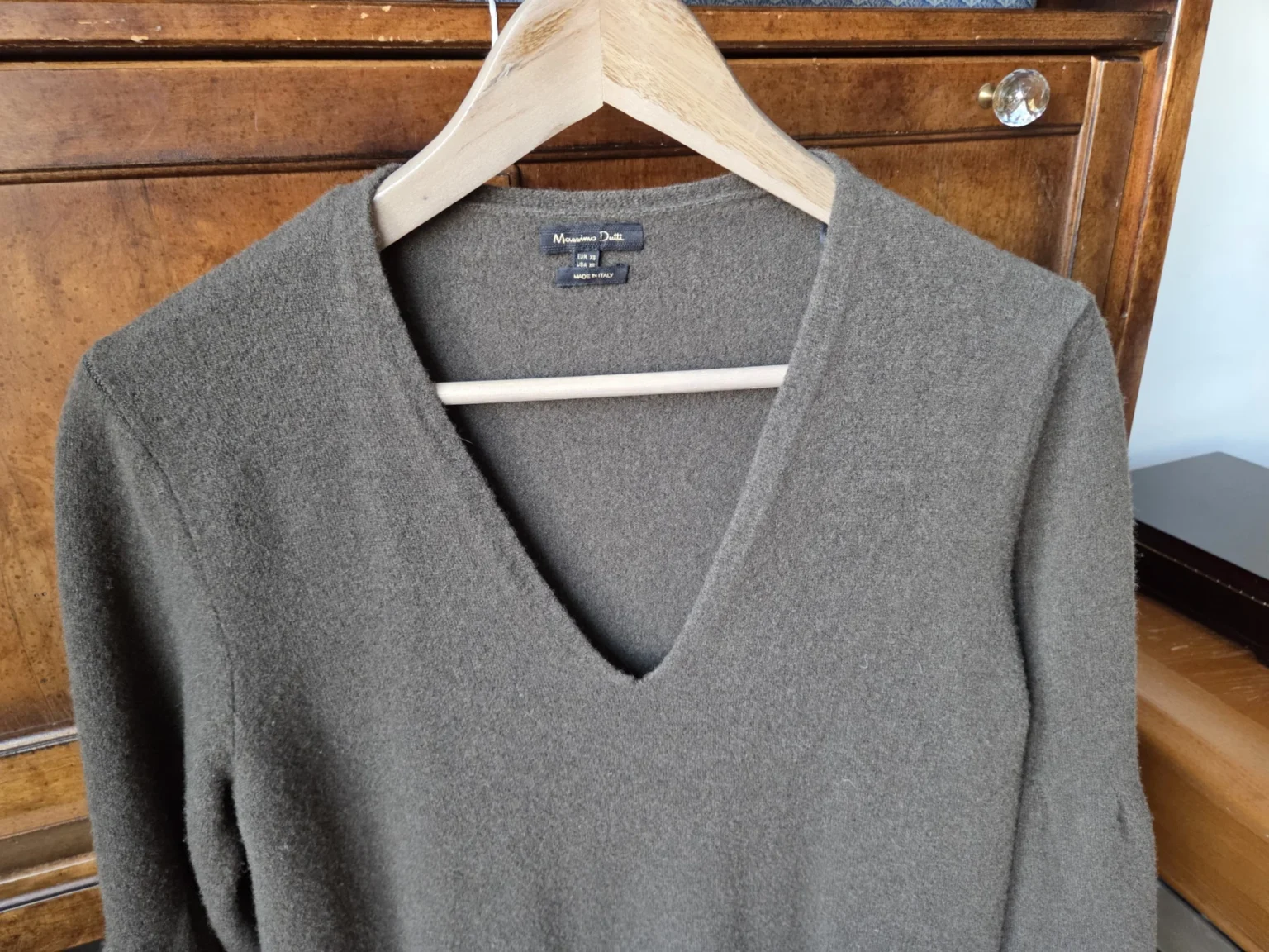 Image for Massimo Dutti-Elegant dress Khaki 91% wool