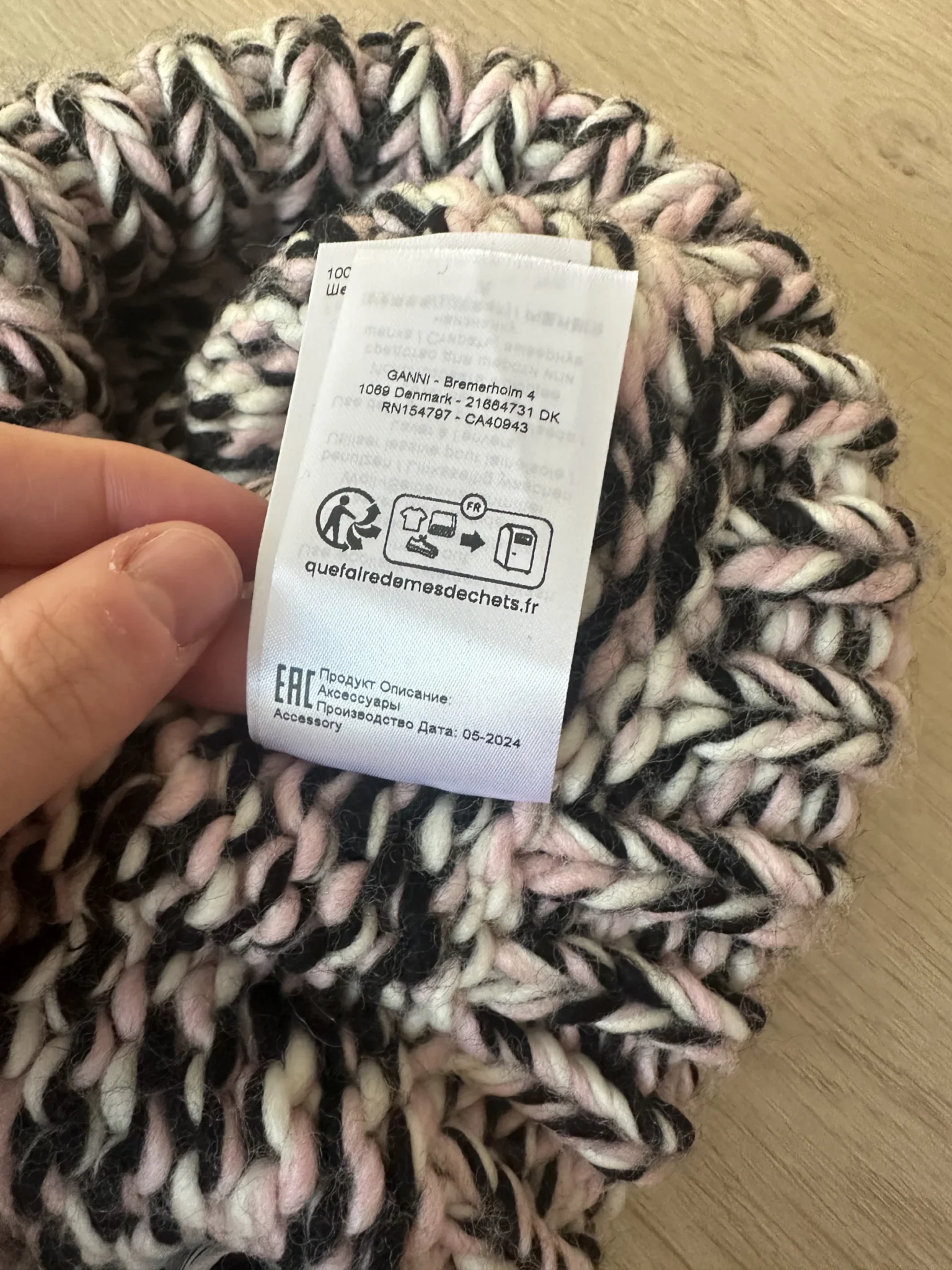Image for Ganni Pink Woven Handknit Beanie