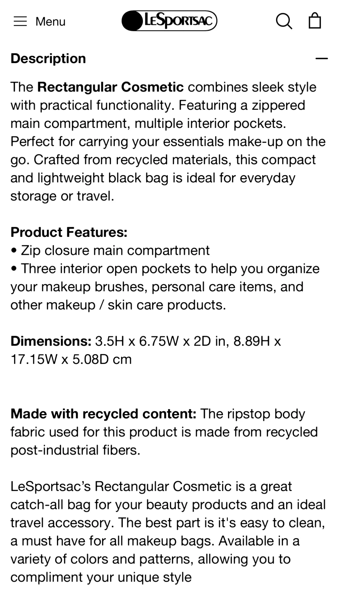 Image for LeSportRectangular Cosmetic Bag