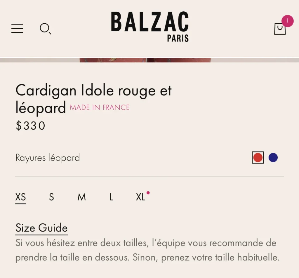 Image for Balzac Cardigan Idole XS