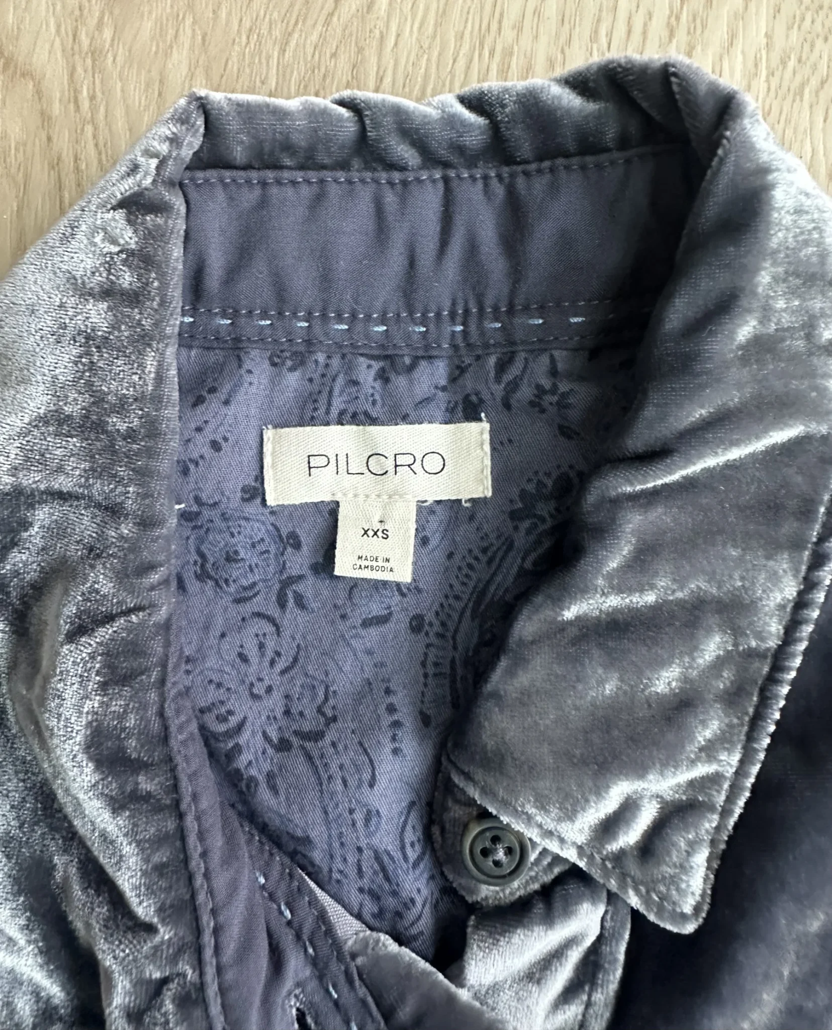Image for Anthropologie Pilcro Velvet Shirt XXS
