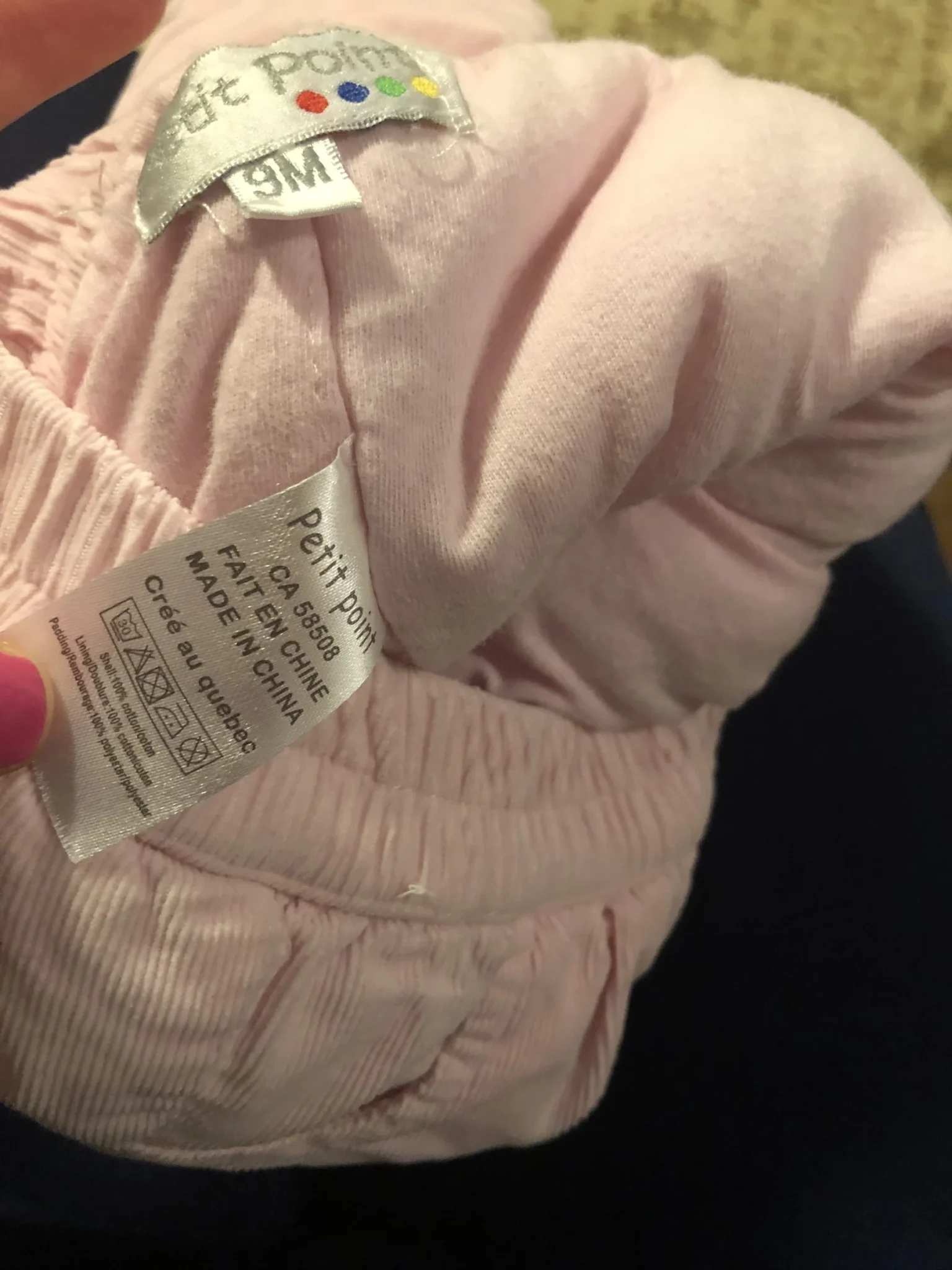 Image for Pantalon doublé 9 mois fait très petit