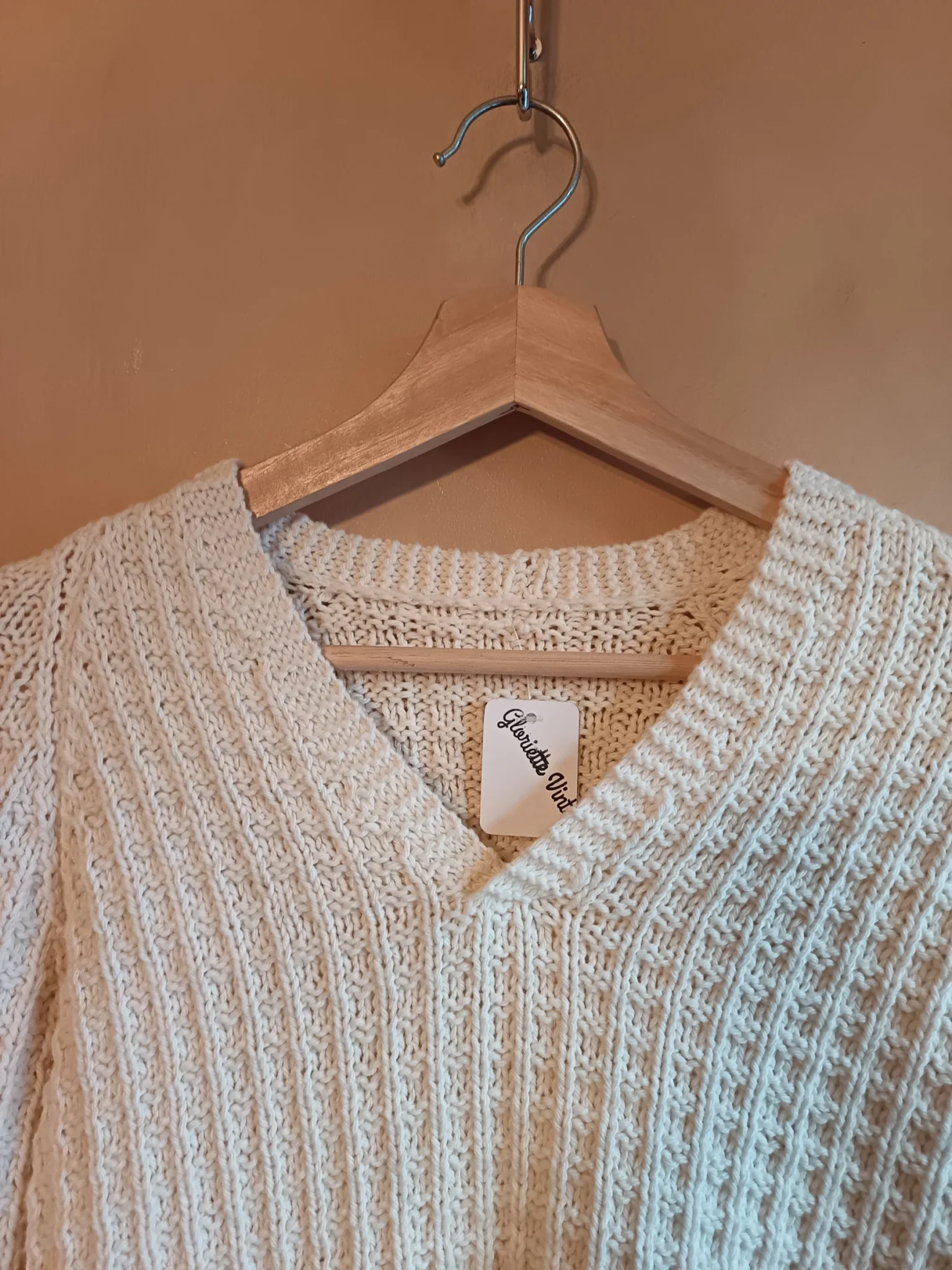 Image for Vintage ecru knitted jumper