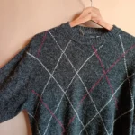 Thumbnail for Grey vintage style jacquard jumper