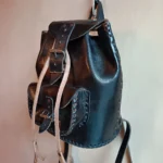 Thumbnail for Black vintage leather backpack