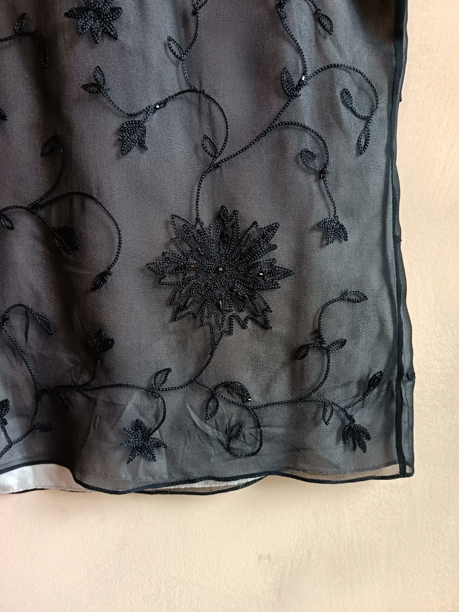 Image for Black blouse in embroidered silk, vintage style