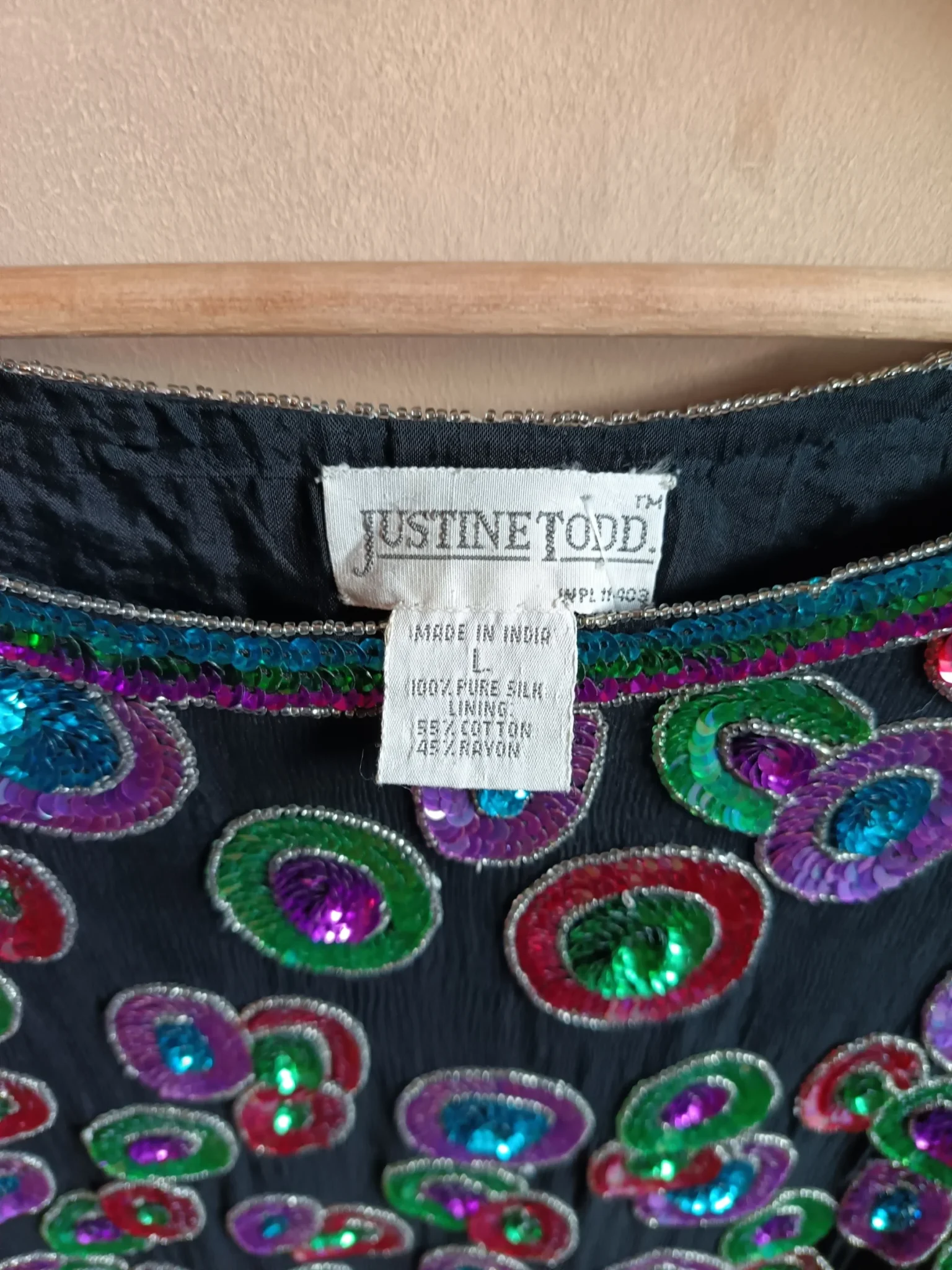 Image for Blouse en soie vintage brodée de sequins