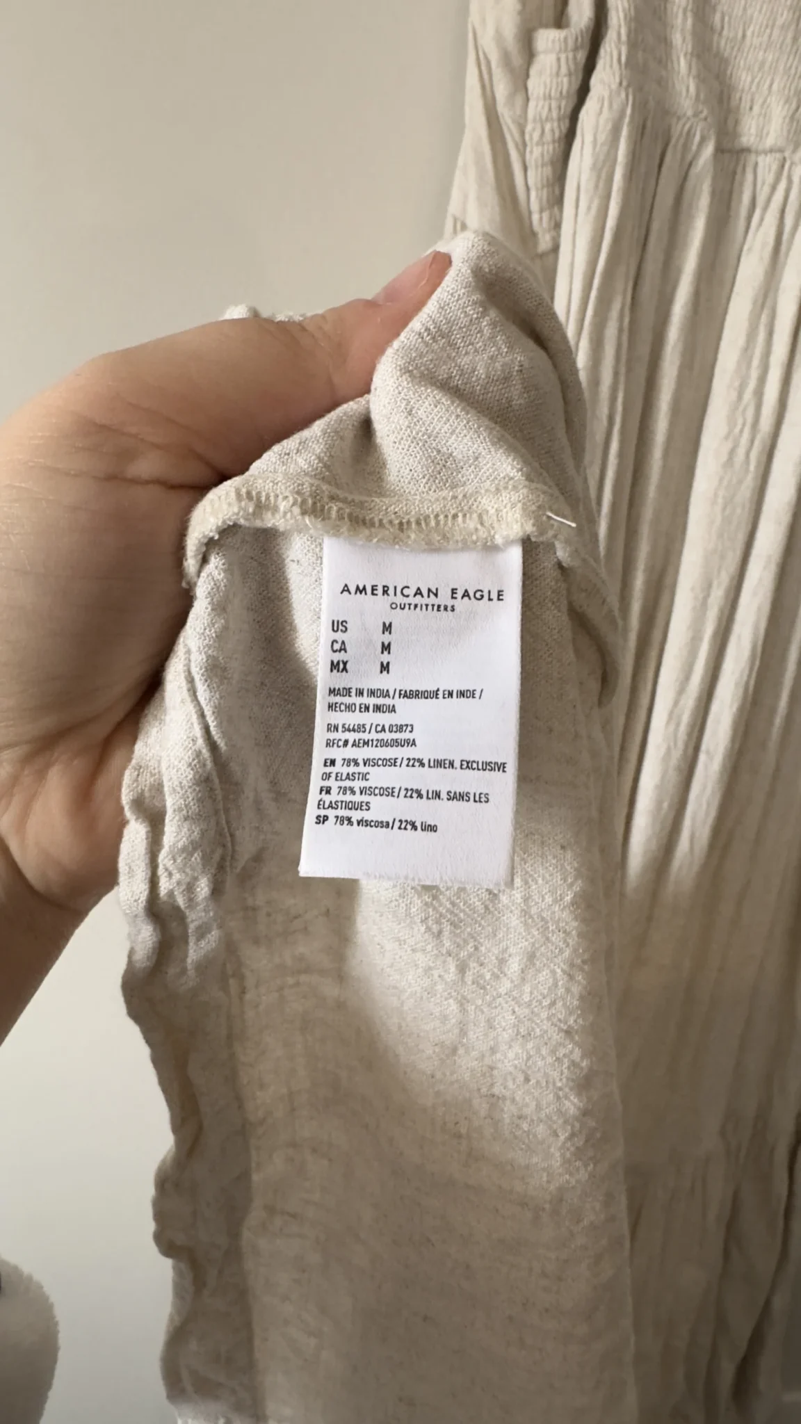 Image for Robe longue en lin beige American Eagle