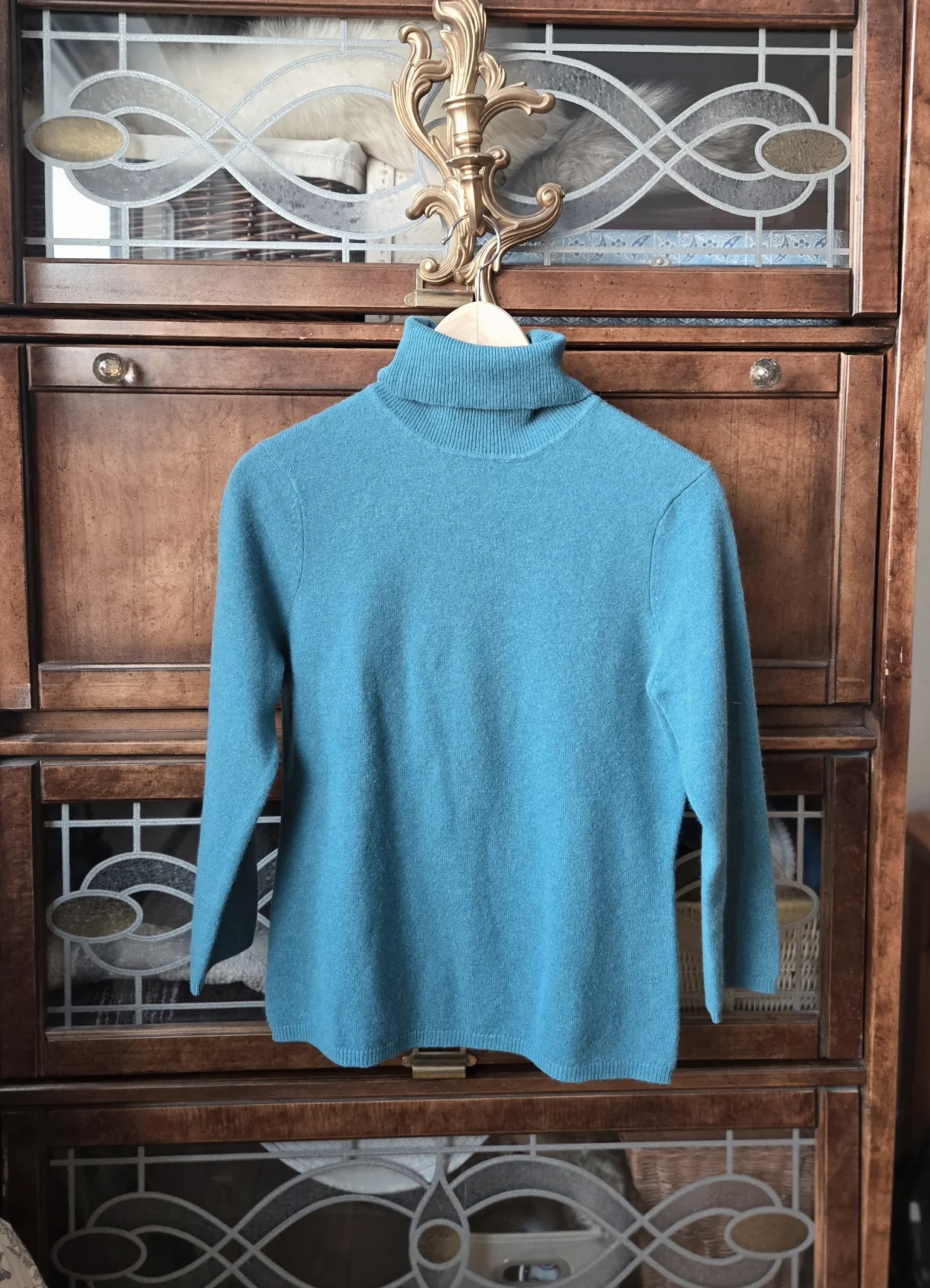 Featured image for IN  CASHMERE-Pull col roulé turquoise foncé
