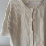 Thumbnail for Cardigan doux manches courtes blanc Aerie