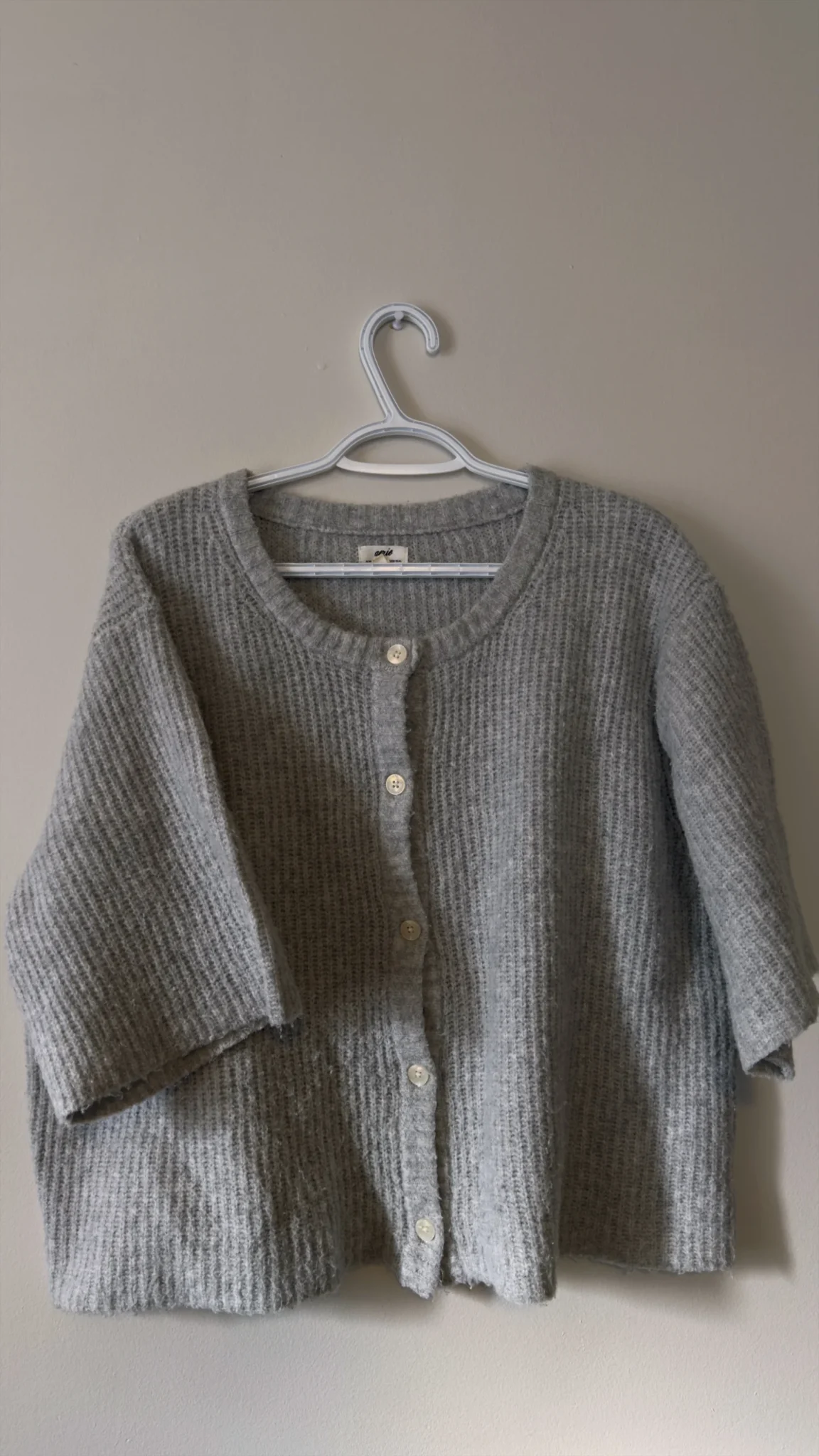 Image for Soft cardigan, short sleeves, Aerie grey