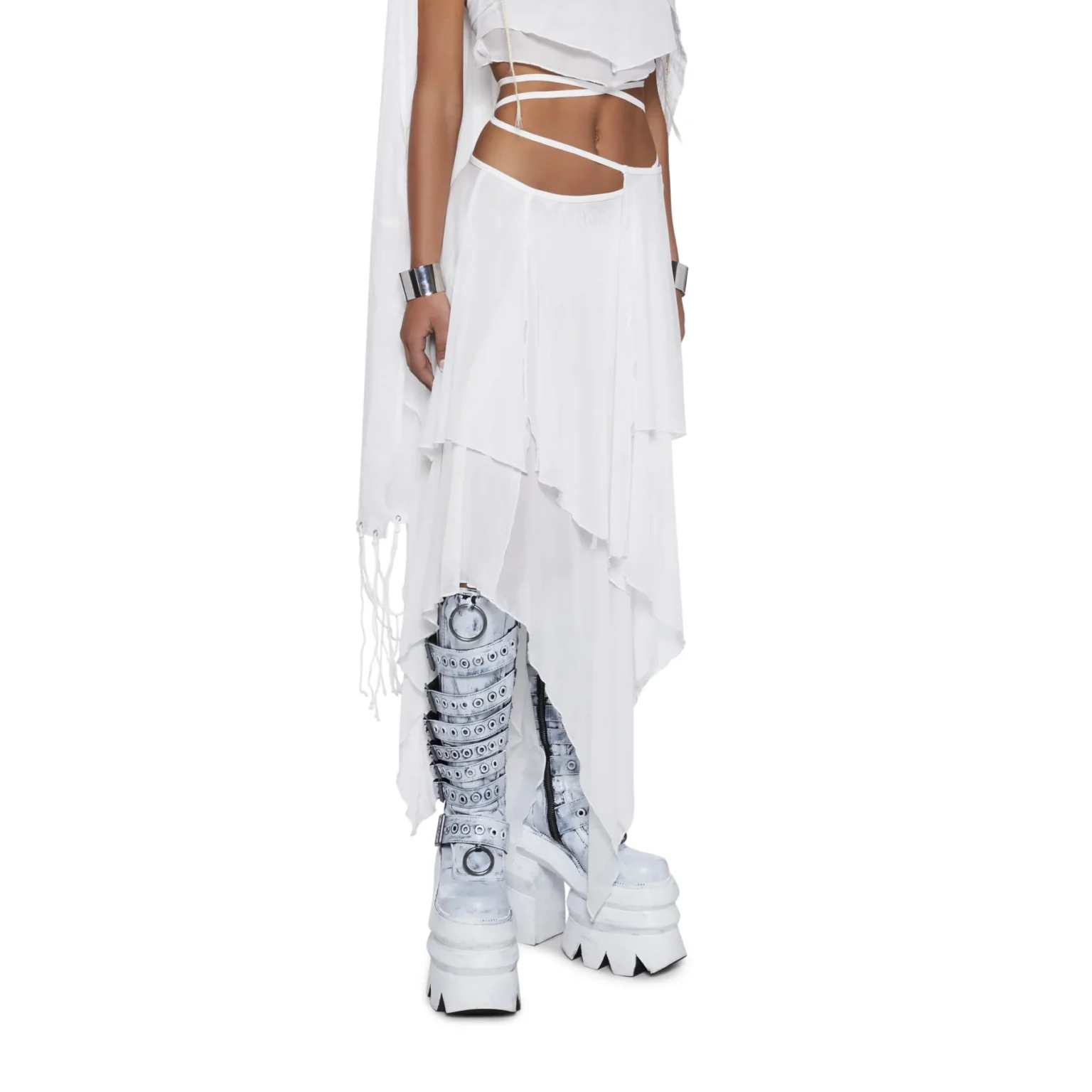 Featured image for Dolls Kill Club Exx Jupe Midi Desolate Dystopia - Blanc