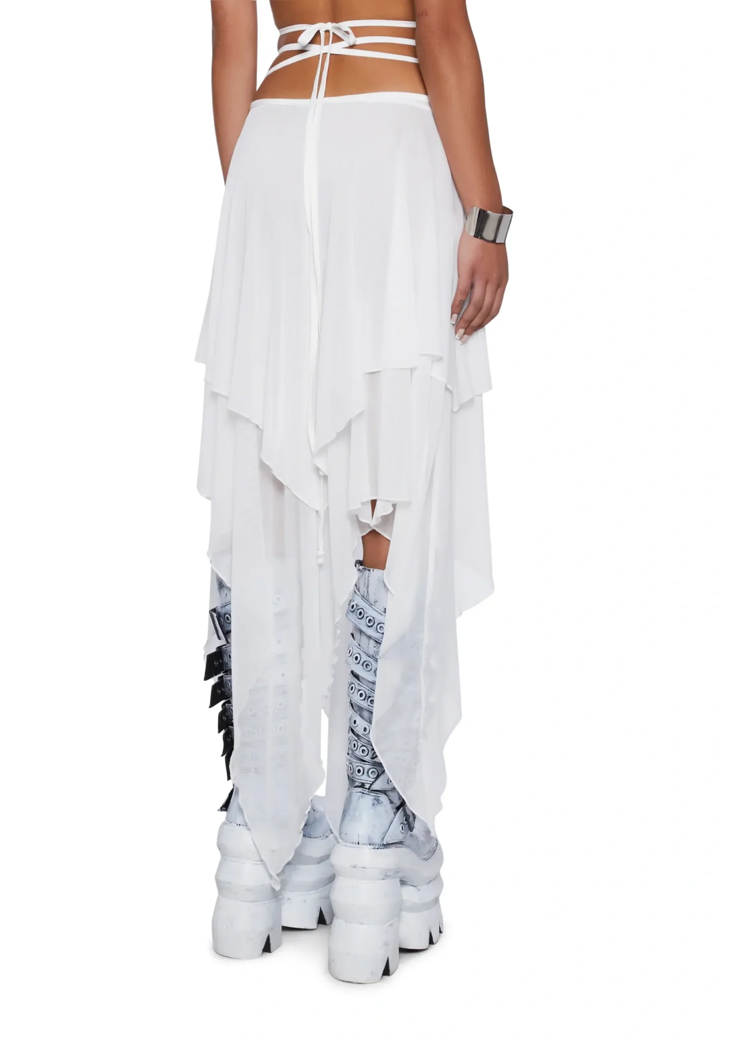 Image for Dolls Kill Club Exx Jupe Midi Desolate Dystopia - Blanc
