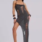Featured thumbnail for Jaded London Zila Robe asymétrique en maille froissée