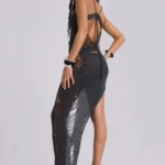 Thumbnail for Jaded London Zila Robe asymétrique en maille froissée