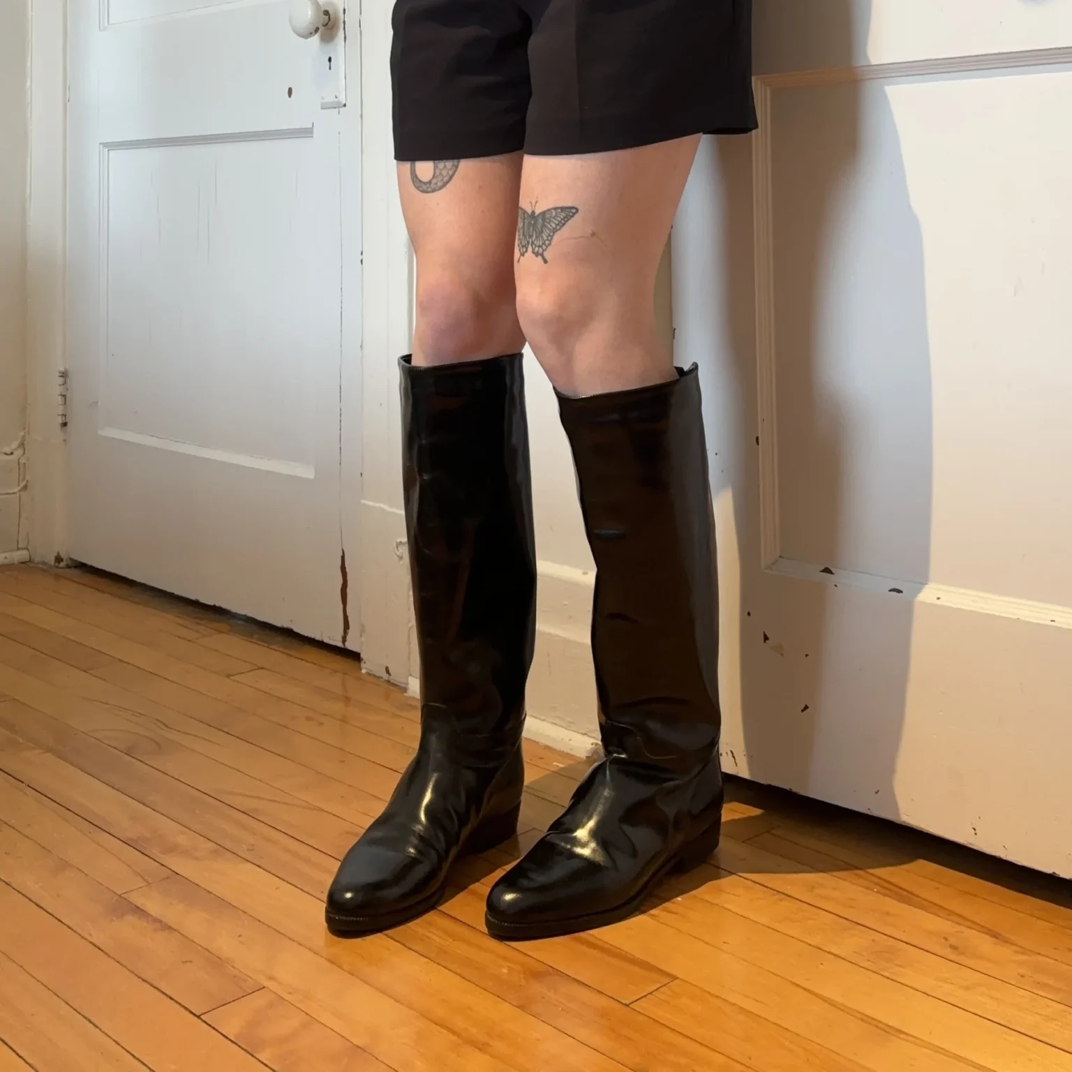 Image for Bottes d’équitation italiennes en cuir véritable poli – hauteur genou
