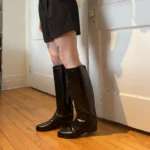 Thumbnail for Bottes d’équitation italiennes en cuir véritable poli – hauteur genou