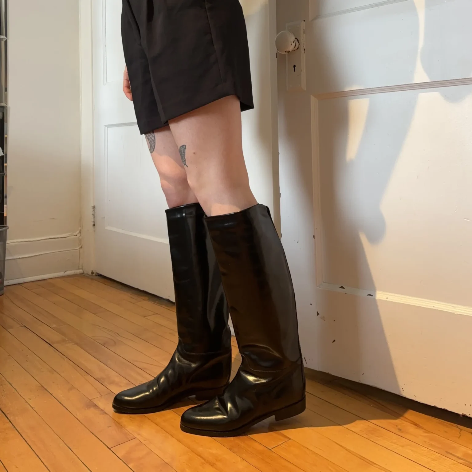 Image for Bottes d’équitation italiennes en cuir véritable poli – hauteur genou