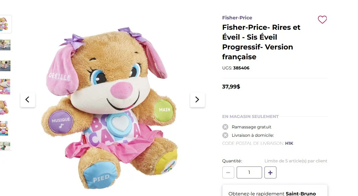Image for Peluche Fisher-Price Laugh & Learn Smart Stages Sis - Édition canadienne (FRANÇAIS)
