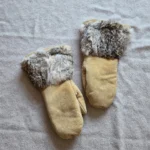 Featured thumbnail for Superb beige suede and real fur mittens
