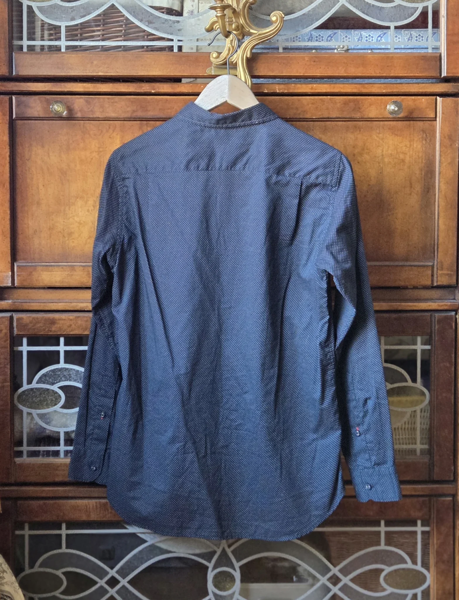 Image for Ines de la Fressange-Chemise bleu marine à pois blancs