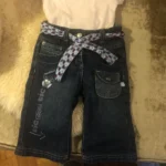 Featured thumbnail for Jeans bleu bébé unisexe ceinture amovible, 6 mois