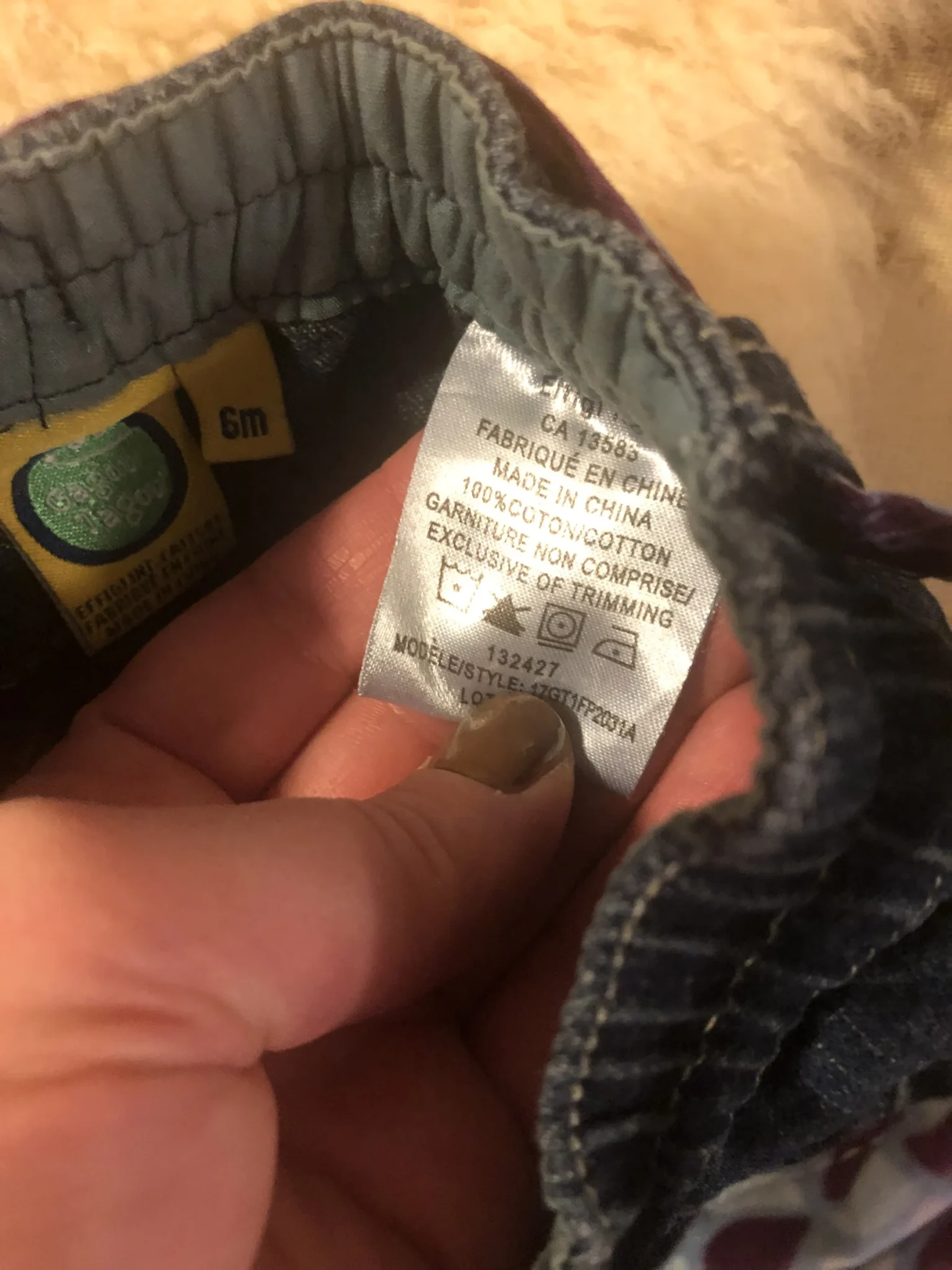 Image for Jeans bleu bébé unisexe ceinture amovible, 6 mois