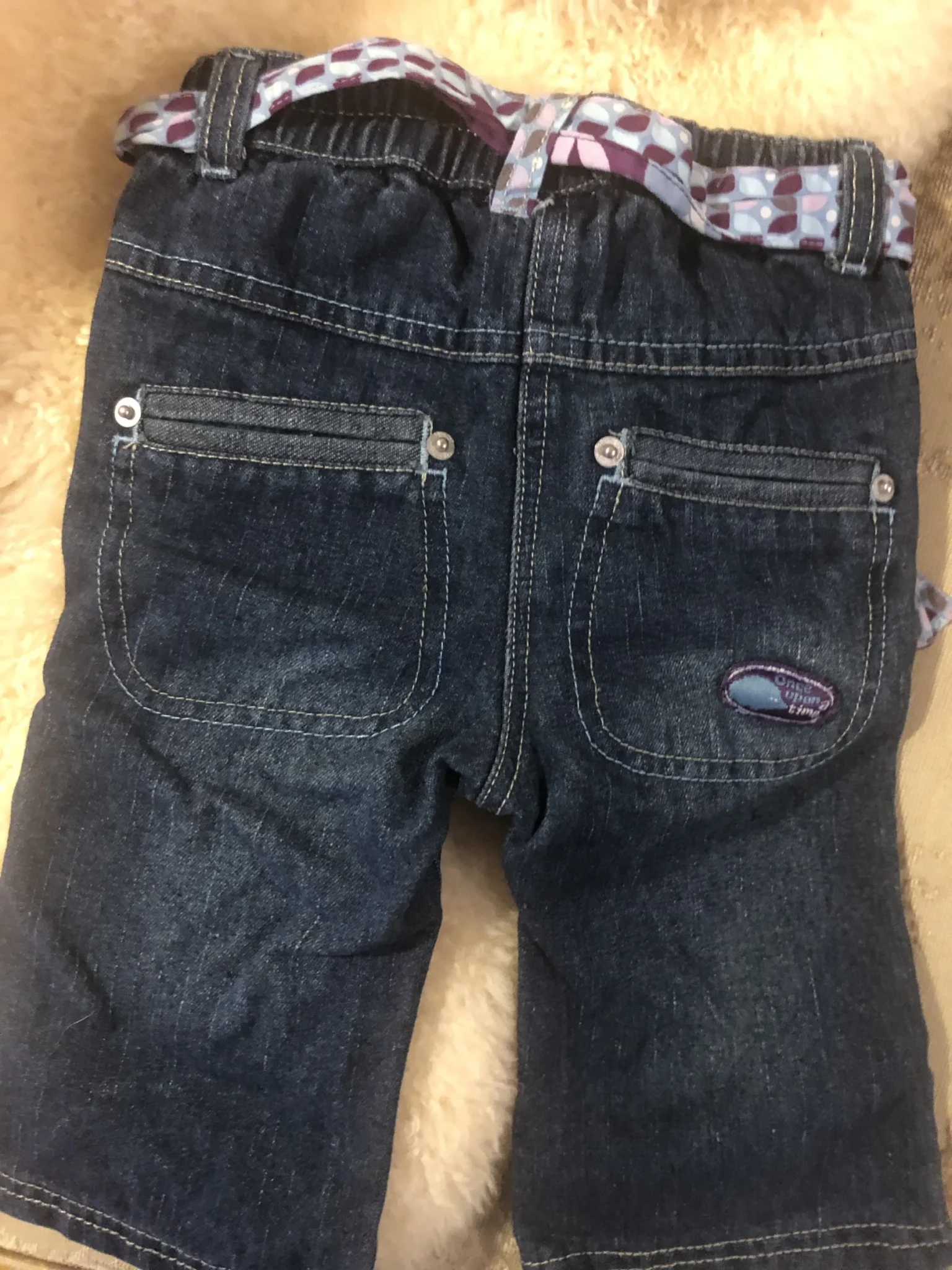 Image for Jeans bleu bébé unisexe ceinture amovible, 6 mois