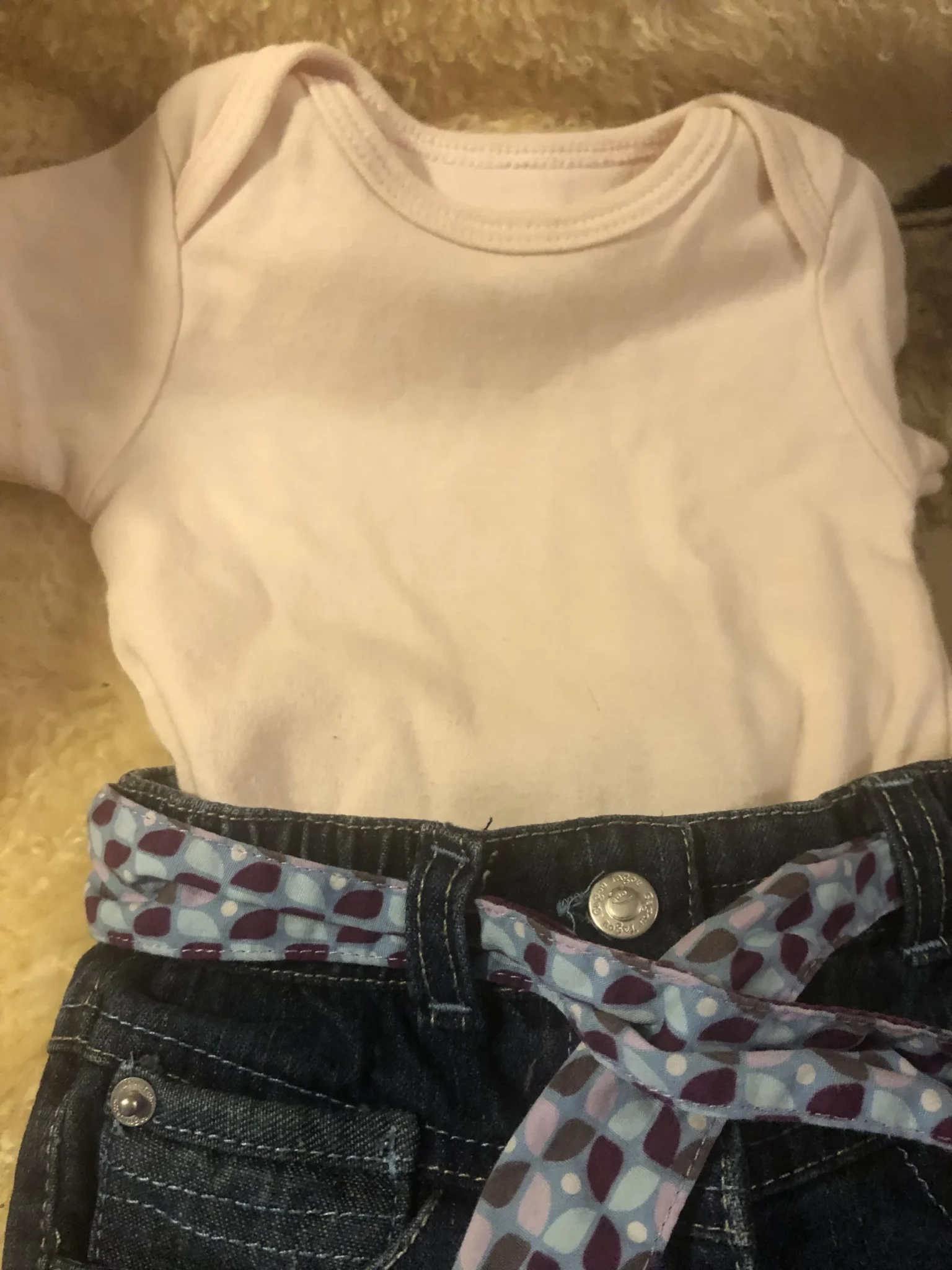 Image for Jeans bleu bébé unisexe ceinture amovible, 6 mois