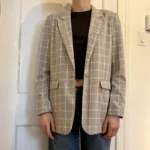 Thumbnail for Blazer oversize à carreaux pour femmes